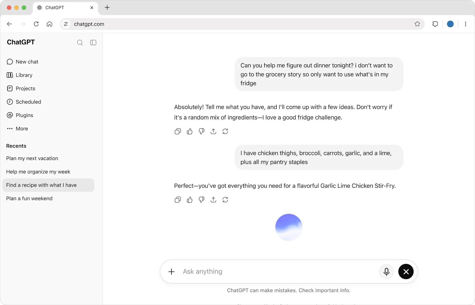 ChatGPT application interface, provided by OpenAI